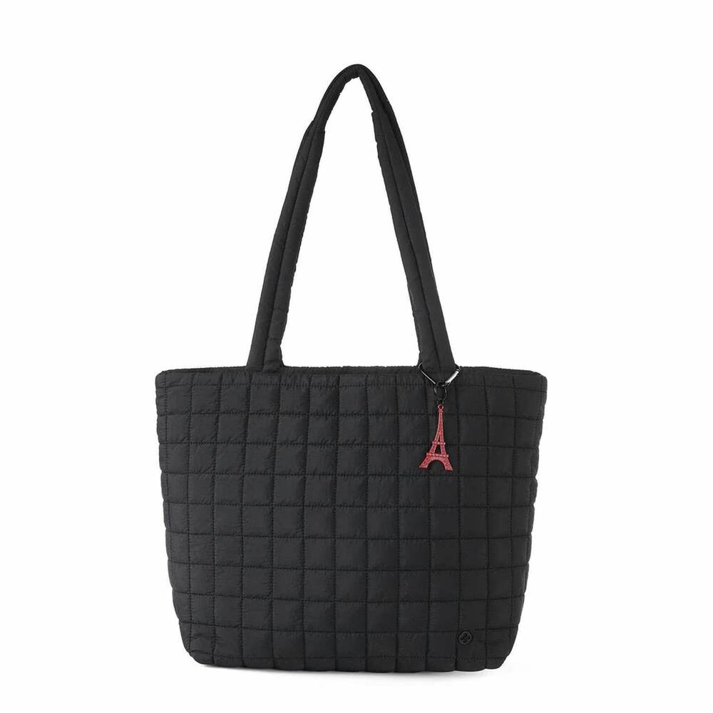NEW SELINI NEW YORK women's camyrn quilted puffer tote bag in black